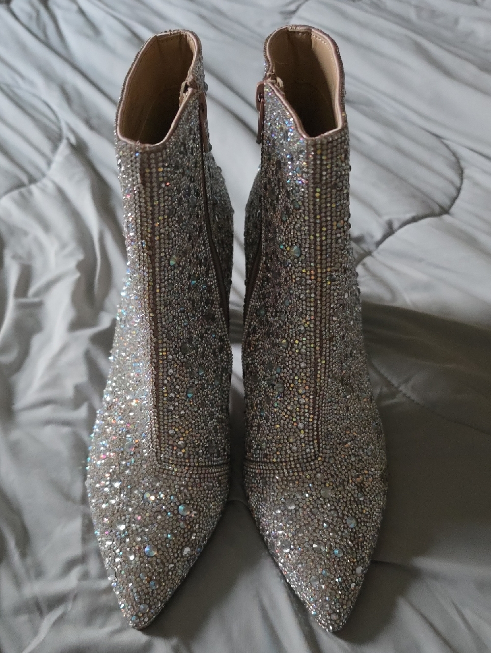 Betsey Johnson Sparkle Rhinestone Ankle Boots - Silver